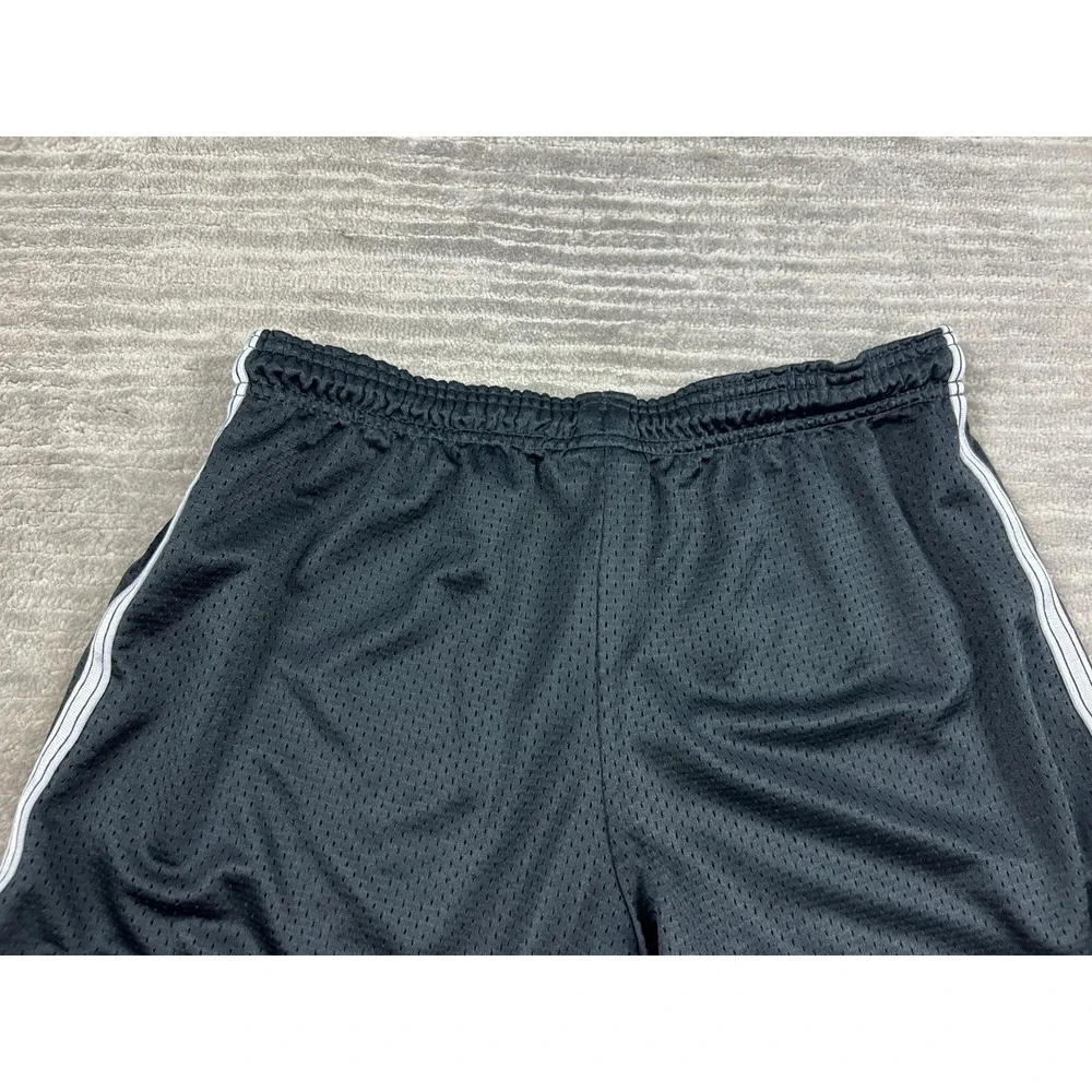 Nike Athletic Shorts Boy XL Black Mesh White Stripe Swoosh Gym Sporty Drawstring